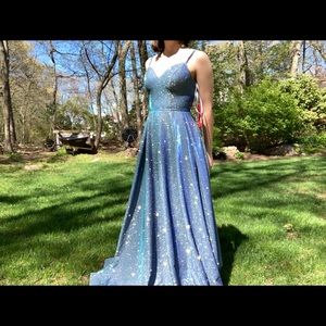 NEW Sparkling Blue Iridescent Formal Prom Dress